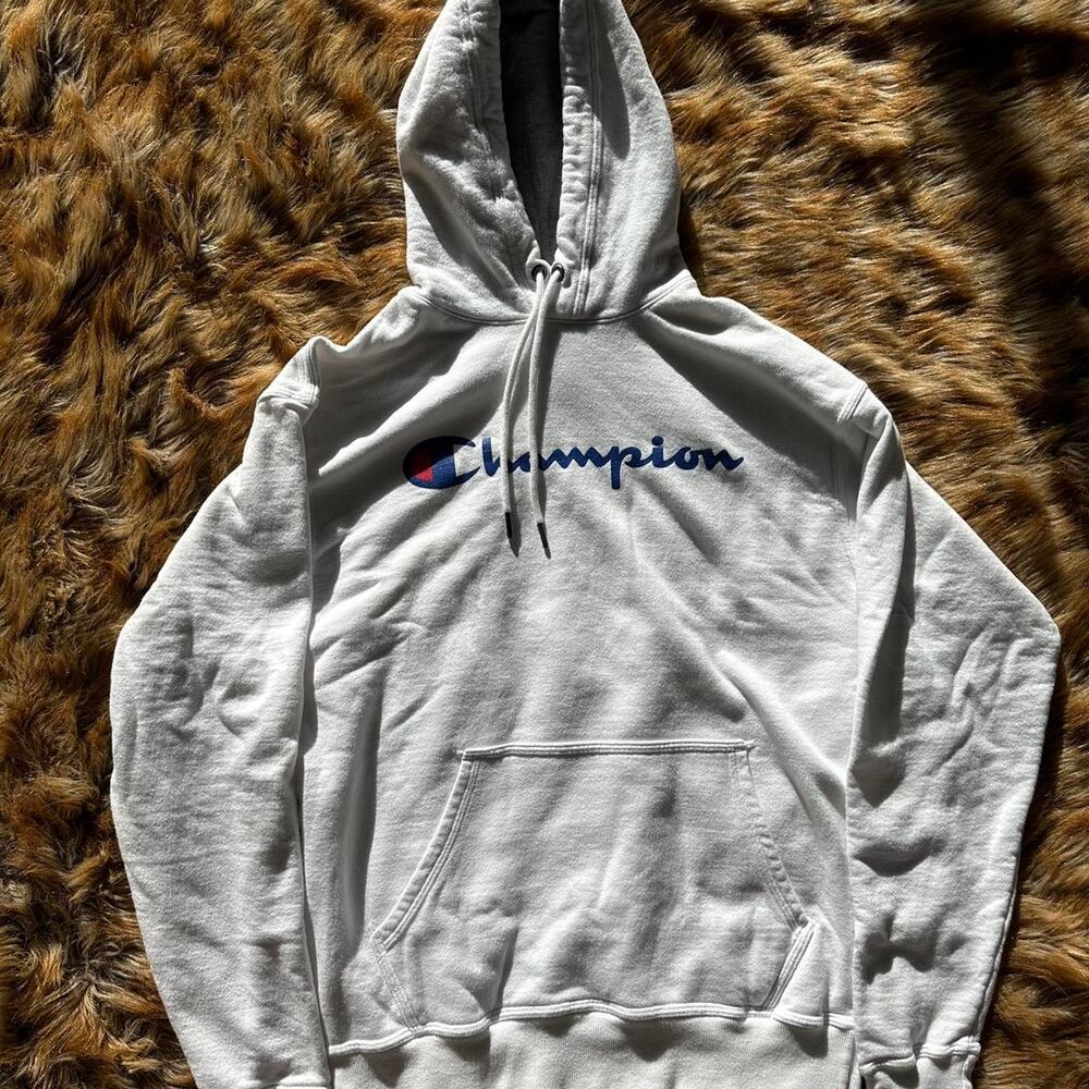 White Champion Logo Hoodie